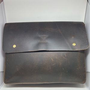 Tuzech Vintage Leather Folder Document Holder/File Case/ Portfolio Handmade